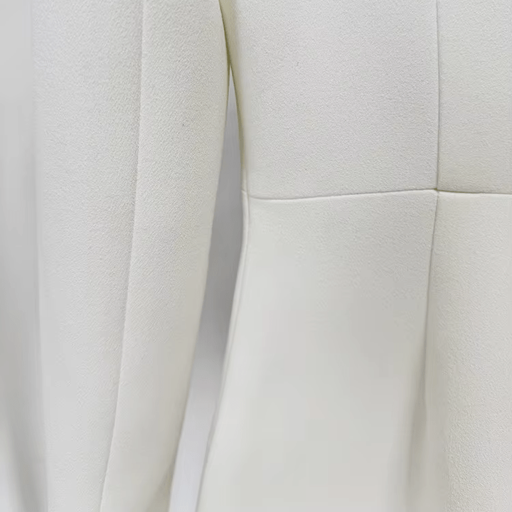 Isabelle White Beaded Embroidery Gown by O'DRRESSY | Dresses from Luxe Lane | SKU:  | Barcode:  | Options: White S | Luxury Women White Long Sleeve Maxi Dress Black Beaded Sequins Floral Embroidery Side Slit Evening Dresses Party Gown