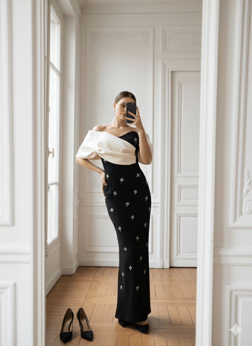 Isadora Off - Shoulder Beaded Bodycon Maxi DressBlackS(2)blackLuxe Lane