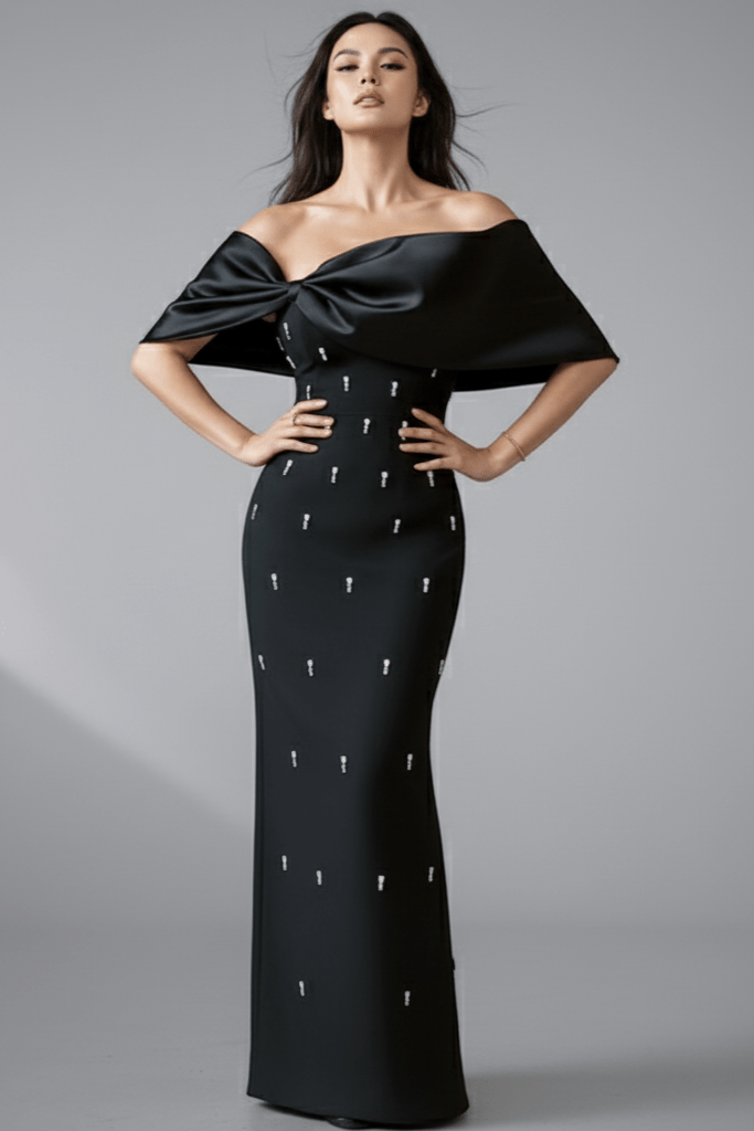 Ivory Grace Strapless Mermaid Gown by Luxe Lane | mermaid gown from Luxe Lane | SKU:  | Barcode:  | Options: Black S | Ivory Grace Strapless Mermaid Gown