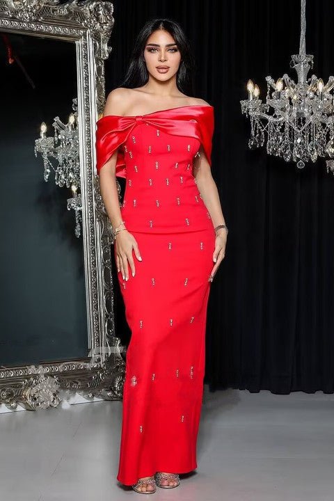 Ivory Grace Strapless Mermaid Gown by Luxe Lane | mermaid gown from Luxe Lane | SKU:  | Barcode:  | Options: Blue S | Luxury Off the Shoulder Black Bow Beaded White Mermaid Evening Dresses Long Formal Bandage Dress Event Party Gown for Women