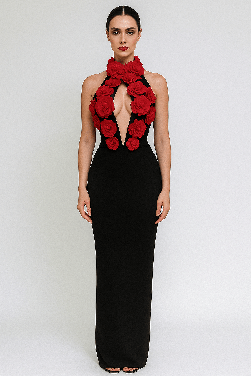 Juliette 3D Floral Bandage Gown by Luxe Lane | from Luxe Lane | SKU:  | Barcode:  | Options: S | Juliette 3D Floral Bandage Gown