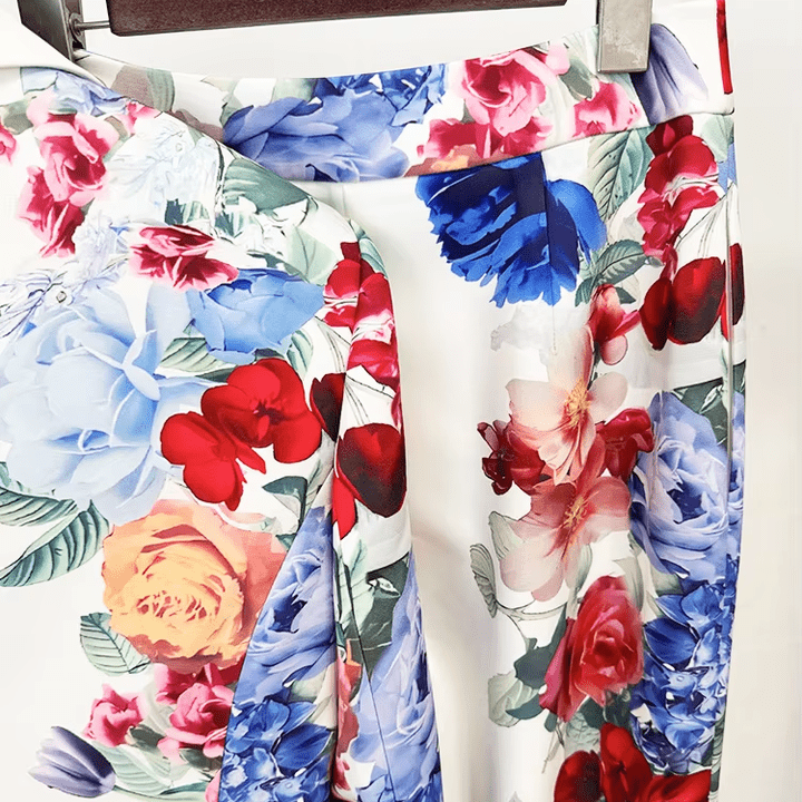 Juliette Bloom Floral Blazer & Wide - Leg Trouser Set by Shine | Pants Suits from Luxe Lane | SKU:  | Barcode:  | Options: White S | Premium Long Sleeve Blazer and Wide Leg Pants Women Suit Set Ladies Elegant Floral Printed Blazer Set for Formal Occasions