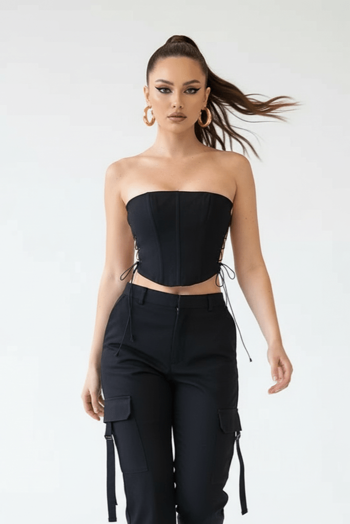 Lace - Up Side Split Corset Top by Luxe Lane | from Luxe Lane | SKU:  | Barcode:  | Options: Purple S | Lace - Up Side Split Corset Top