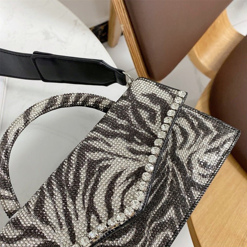 Leopard Diamond Inlay Leather Evening Bag by CJ | 0 from Luxe Lane | SKU: CJNS165329201AZ | Barcode:  | Options: One size | Leopard Diamond Inlay Leather Evening Bag