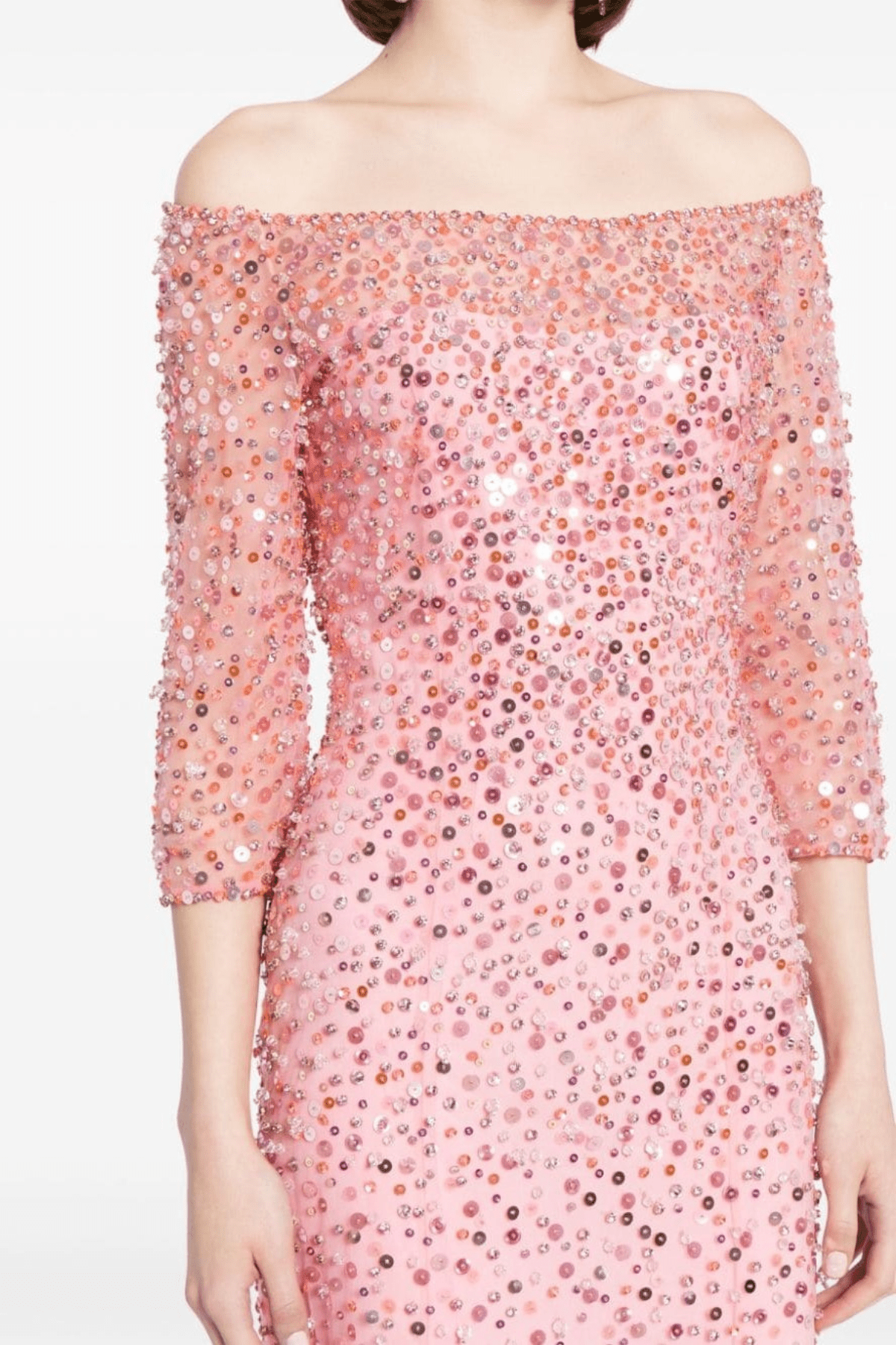 Liesel Off - Shoulder Sequin Maxi Evening DressPINKSpinkLuxe Lane