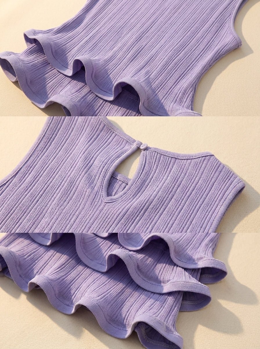 Lilac Ruffle Boat-Neck Top and Tiered Mermaid Maxi Skirt Two-Piece SetEvening DressesPurpleS(6)Luxe Lane