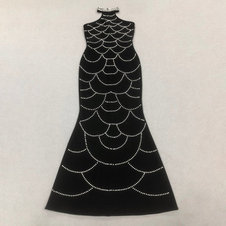 Lunara Pearl Halter Mermaid Gown by Shine | Dresses from Luxe Lane | SKU: -1 | Barcode:  | Options: Black S | Custom Pearl Halter Maxi Dress Elegant Mermaid Long Black Evening Gown Bodycon Prom Dresses Women Party Clothing Manufacturer