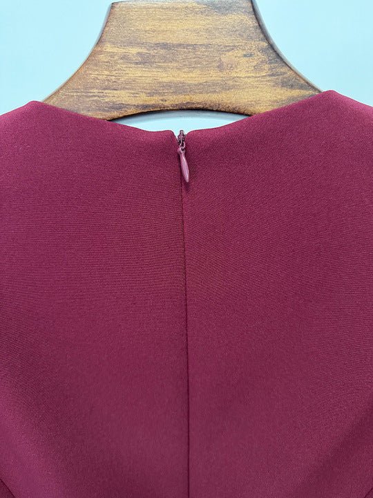 Luxury Burgundy Maxi Evening Gown Elegant Long Sleeve Beaded Neckline Formal Occasion Dress for Women Wedding Guest Banquet Gala by Shine | Party dresses from Luxe Lane | SKU: -1 | Barcode:  | Options: Burgundy S(2) | Luxury Burgundy Maxi Evening Gown Elegant Long Sleeve Beaded Neckline Formal Occasion Dress for Women Wedding Guest Banquet Gala