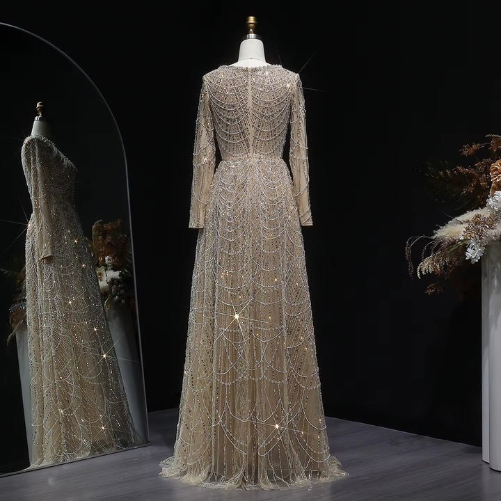 Luxury Champagne GreenEvening Dress Long Sleeve coming soonEvening DressChampagne2(UK 6)Luxe Lane