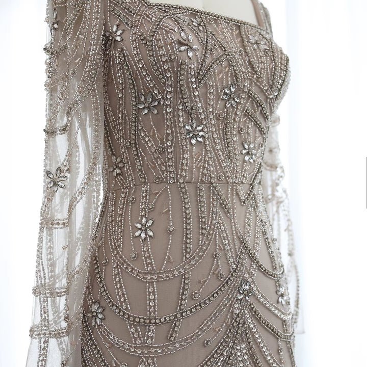 Luxury Dubai Green Mermaid Evening Dress Long Sleeves coming soonDressesChampagne2Luxe Lane