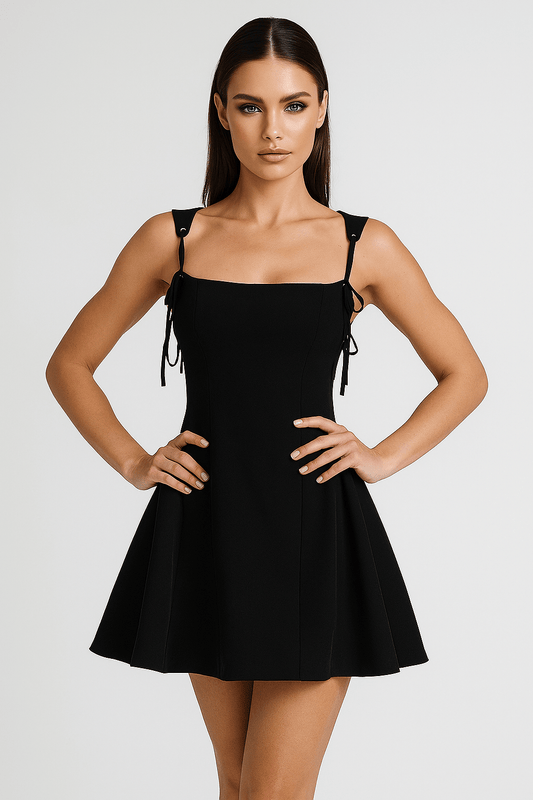 Lyla Backless Halterneck Mini Dress by Luxe Lane | from Luxe Lane | SKU:  | Barcode:  | Options: Black S | Lyla Backless Halterneck Mini Dress