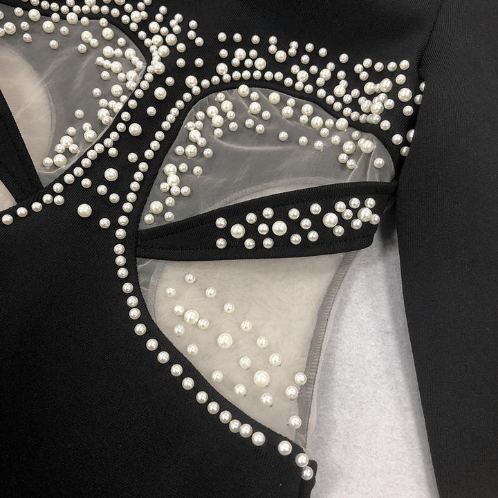 Marcelle Pearl - Embellished Mermaid Gown by Luxe Lane | from Luxe Lane | SKU:  | Barcode:  | Options: Black S | Luxury Ladies Designer Bandage Dress Famous Brands Women Party Black Formal Dresses Elegant Long Evening Gown with Pearls