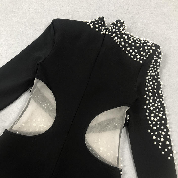 Marcelle Pearl - Embellished Mermaid Gown by Luxe Lane | from Luxe Lane | SKU:  | Barcode:  | Options: Black S | Luxury Ladies Designer Bandage Dress Famous Brands Women Party Black Formal Dresses Elegant Long Evening Gown with Pearls