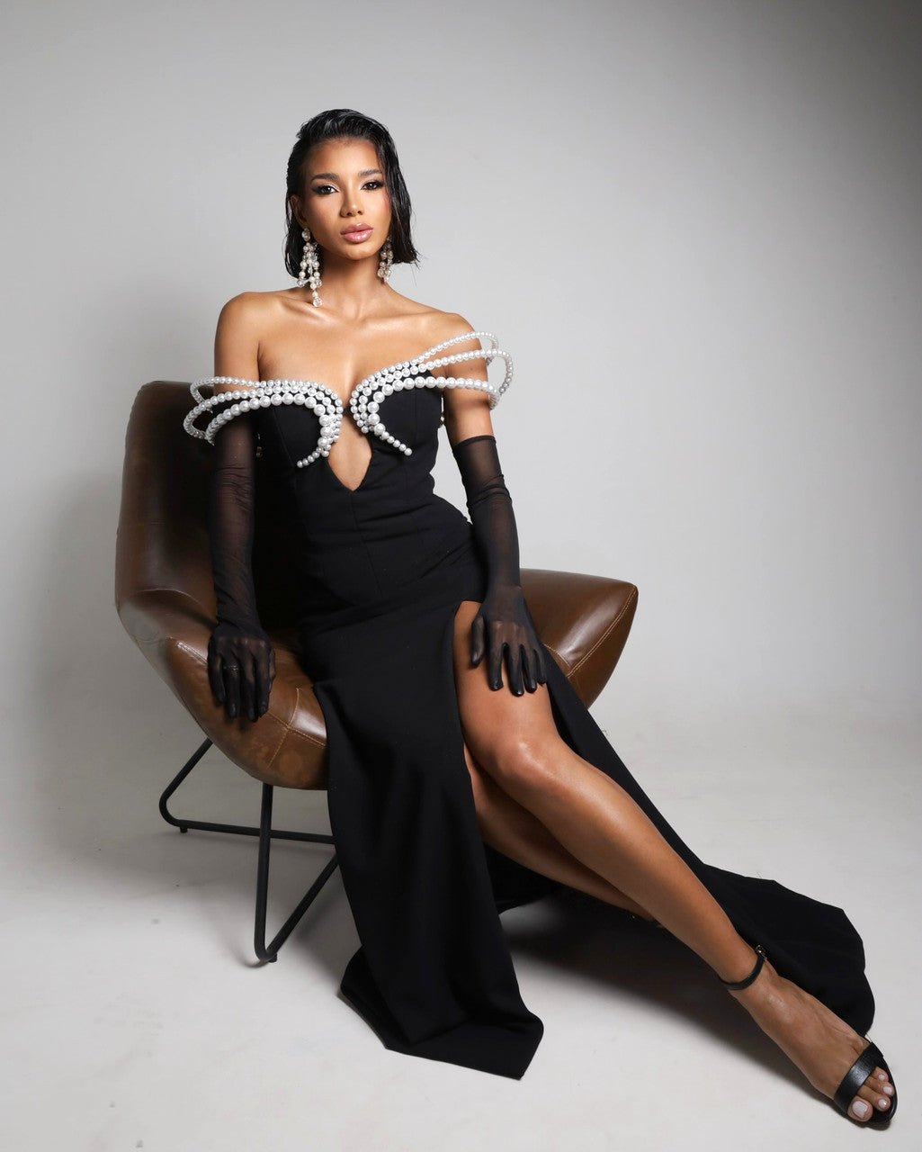 Midnight Pearl Elegance Gown by Luxe Lane | mermaid gown from Luxe Lane | SKU:  | Barcode:  | Options: Black S | Midnight Pearl Elegance Gown