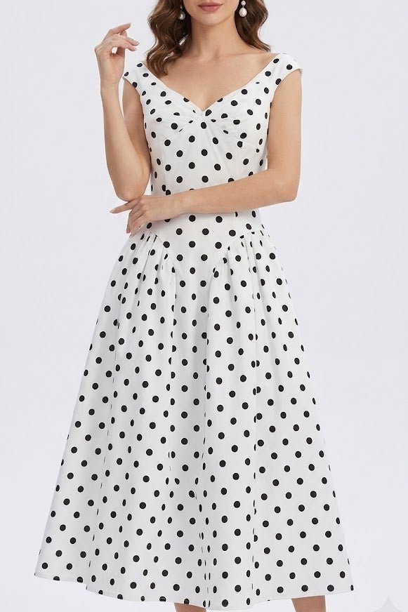 Monaco Polka Dot Maxi DressDressesWhiteS(2)Luxe Lane