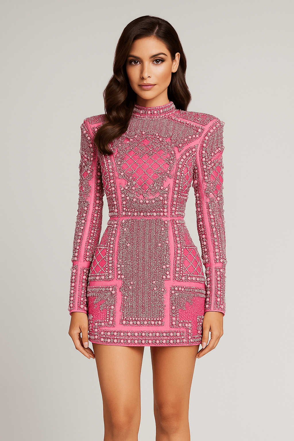 Neck Beaded Sequin Club Dress by Luxe Lane | Mini gown from Luxe Lane | SKU:  | Barcode:  | Options: Black S | Neck Beaded Sequin Club Dress