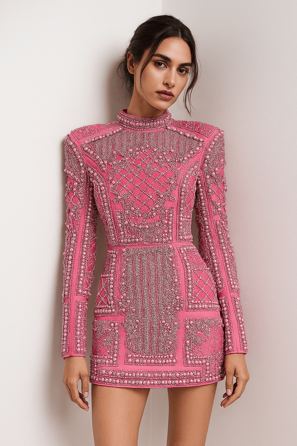 Neck Beaded Sequin Club Dress by Luxe Lane | Mini gown from Luxe Lane | SKU:  | Barcode:  | Options: Black S | Neck Beaded Sequin Club Dress