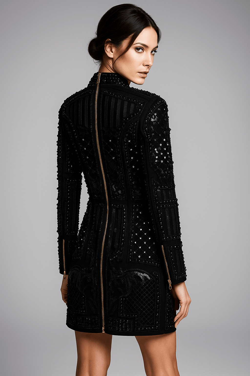 Neck Beaded Sequin Club Dress by Luxe Lane | Mini gown from Luxe Lane | SKU:  | Barcode:  | Options: Pink S | Neck Beaded Sequin Club Dress