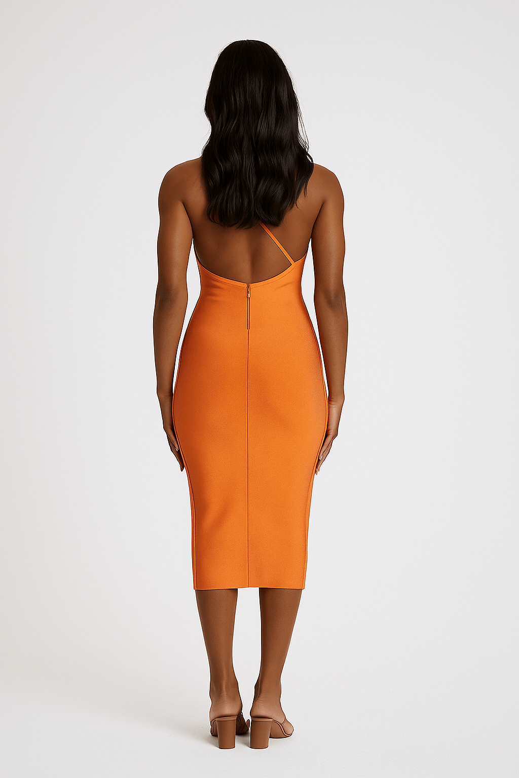 Noctura One - Shoulder Bandage Maxi Dress by Luxe Lane | from Luxe Lane | SKU:  | Barcode:  | Options: Orange XS | Noctura One - Shoulder Bandage Maxi Dress