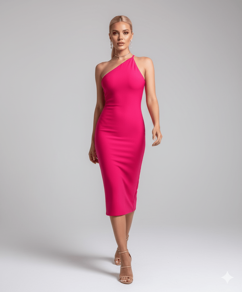 Noctura One - Shoulder Bandage Maxi Dress by Luxe Lane | from Luxe Lane | SKU:  | Barcode:  | Options: Orange XS | Noctura One - Shoulder Bandage Maxi Dress