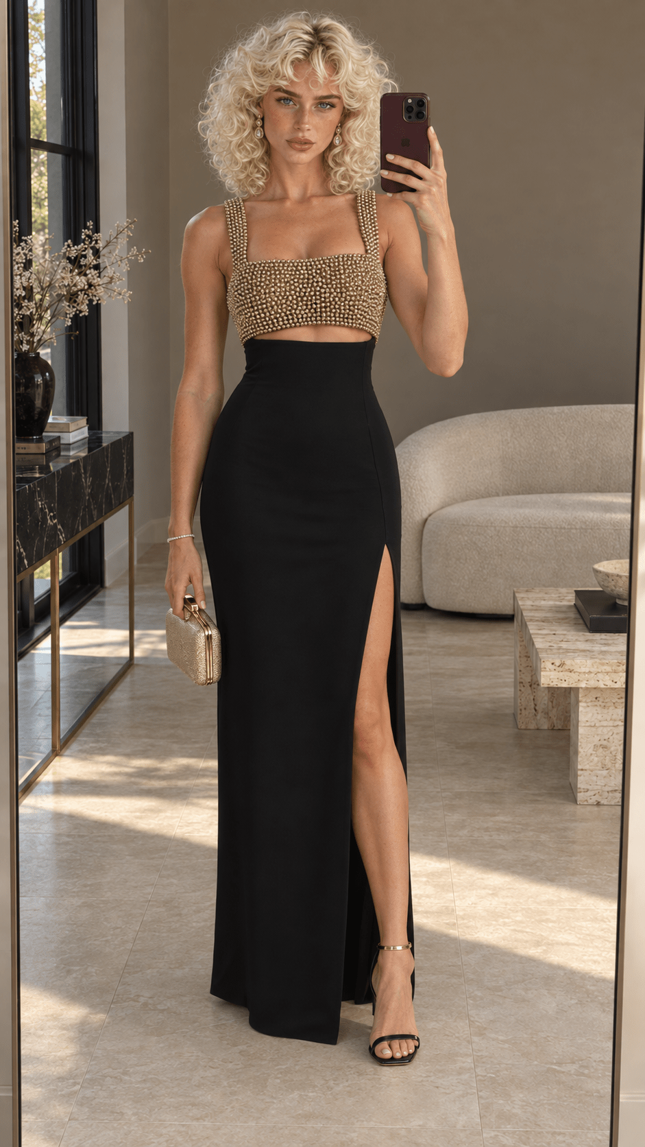 Noir Lumiere Embellished Maxi GownMLuxe Lane