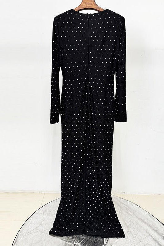 Noir Polka Belted Maxi DressEvening DressesBlackS(2)Luxe Lane