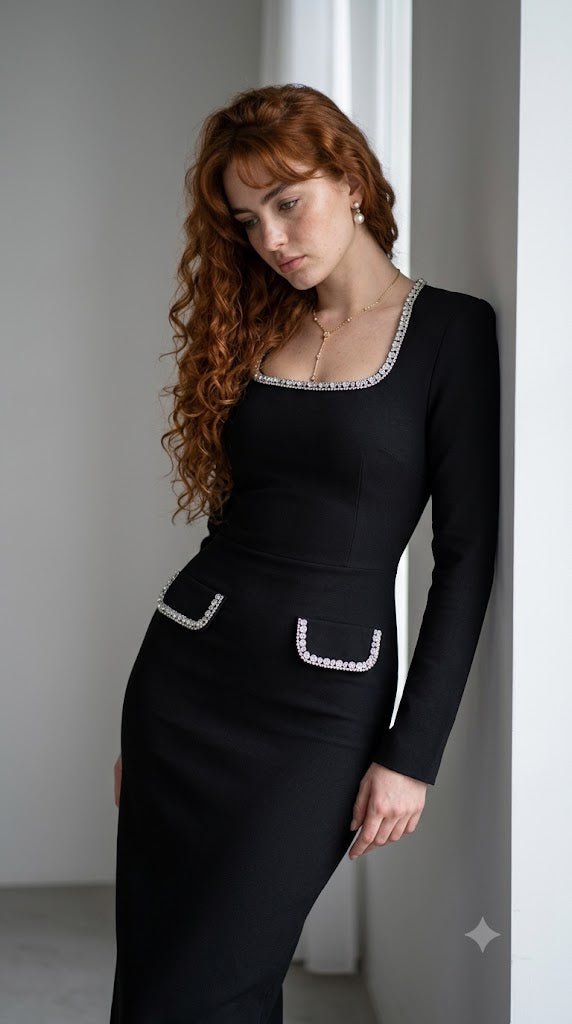 Noir Rhinestone Maxi DressParty dressesBlackXs(0)Luxe Lane