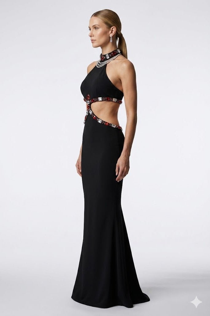 Noir Rhinestone Mermaid GownParty dressesBlackXs(0)Luxe Lane
