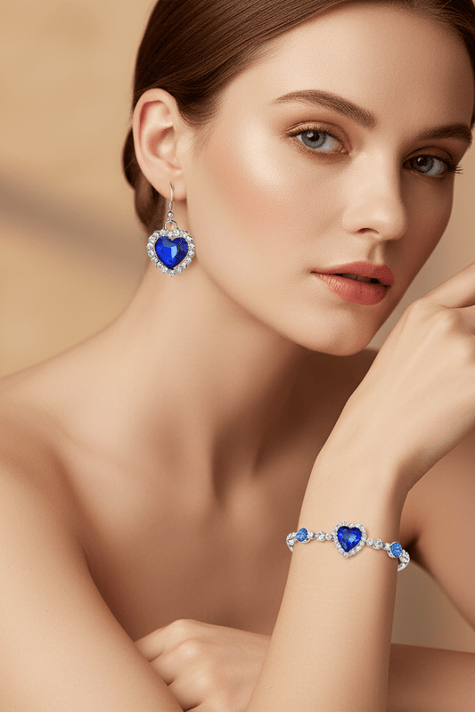 Ocean Heart Necklace & Earring Set by CJ | 0 from Luxe Lane | SKU: CJLX143524601AZ | Barcode:  | Options: Bracelet & Earrings Set | Ocean Heart Necklace & Earring Set