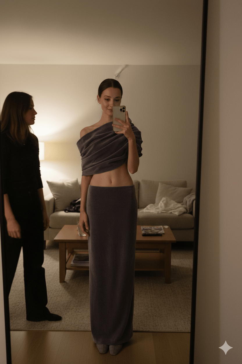 Off - Shoulder Ruched Velvet Two - Piece Maxi Skirt Setone setPurpleS(2)Luxe Lane