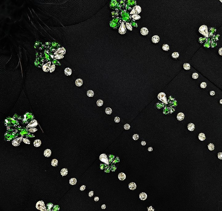 One - Shoulder Feather Bandage Evening Dress by Shine | from Luxe Lane | SKU: -1 | Barcode:  | Options: Black S(6) | Luxury Women Long Dress Vestidos Elegantes One - Shoulder Ostrich Feather Bandage Evening Dresses