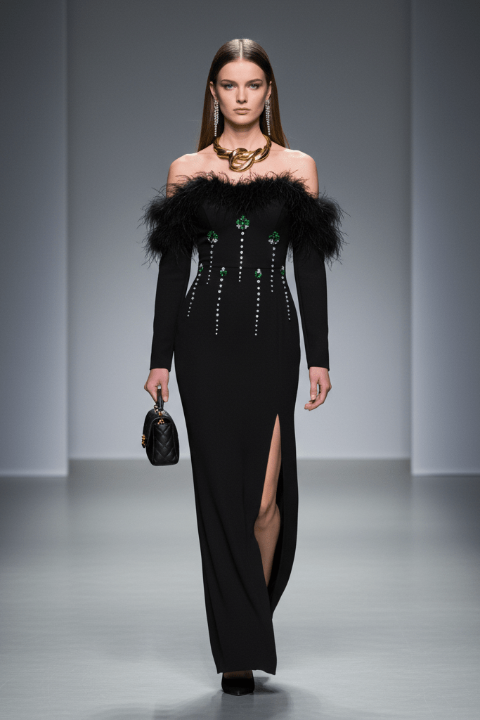 One - Shoulder Feather Bandage Evening Dress by Shine | from Luxe Lane | SKU: -1 | Barcode:  | Options: Black S(6) | One - Shoulder Feather Bandage Evening Dress