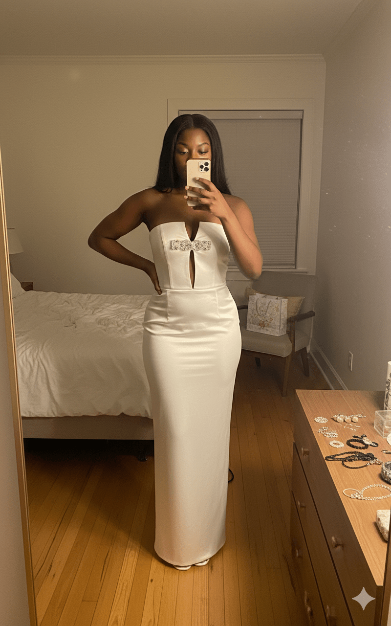 Pearl Beaded Halter Bodycon Maxi Evening Dressheath gownWhiteS(6)whiteLuxe Lane