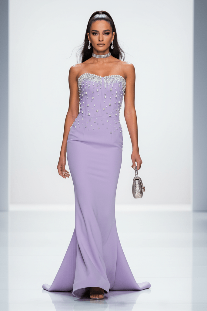 Pearl - Embellished Floor - Length Bandage Dress by Shine | Party dresses from Luxe Lane | SKU: -4 | Barcode:  | Options: Pink S(6) | Pearl - Embellished Floor - Length Bandage Dress