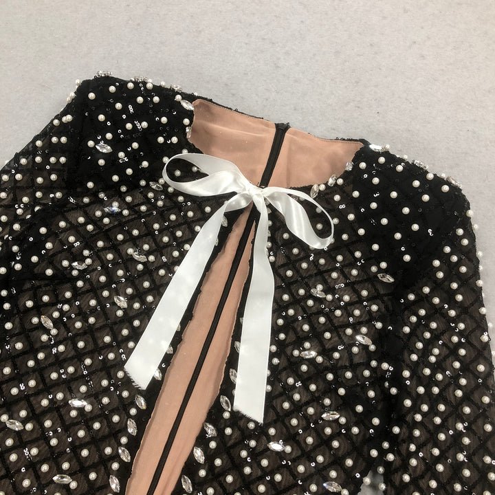 Pearl Sequin Cut - Out Mini Dress by Shine | Party dresses from Luxe Lane | SKU: -1 | Barcode:  | Options: Black M(8) | Oem Factory Custom Clothing Womens Pearls Sequin Black Mini Dress Cut - out Short Party Wear Club Dresses Outfits for Women Sexy