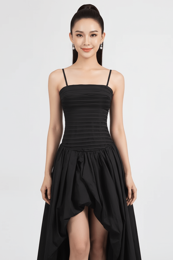 Pleated Corset Maxi Gown by Luxe Lane | from Luxe Lane | SKU:  | Barcode:  | Options: Black S | Pleated Corset Maxi Gown