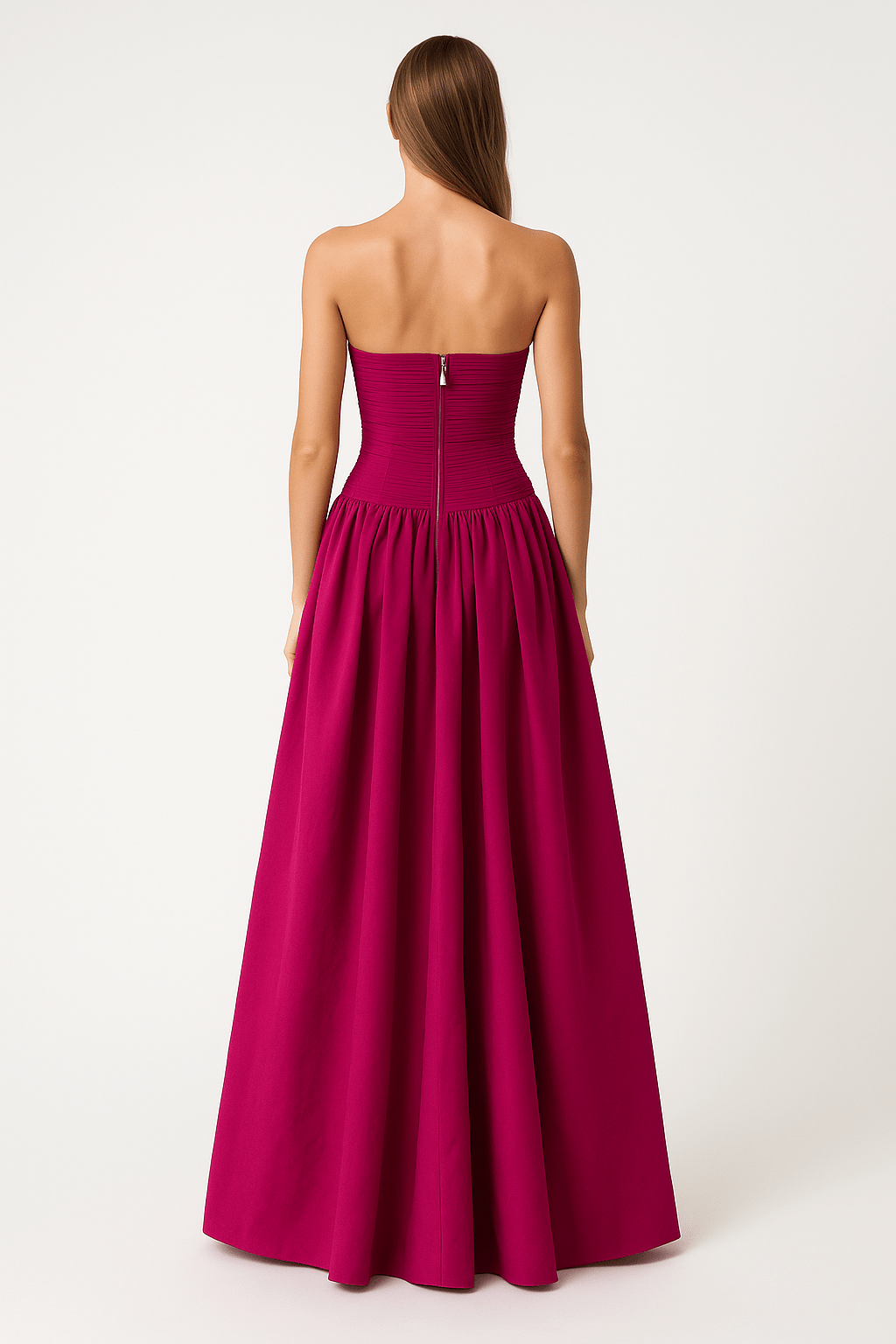 Pleated Corset Maxi Gown by Luxe Lane | from Luxe Lane | SKU:  | Barcode:  | Options: Black White S | Pleated Corset Maxi Gown