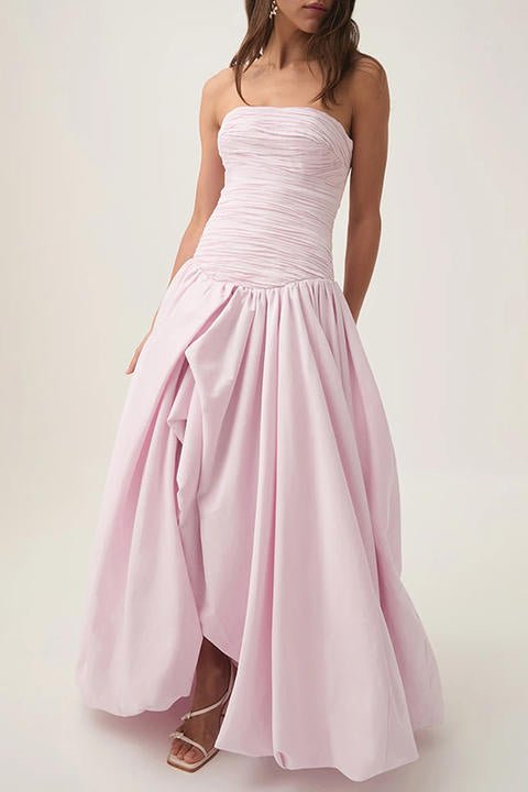 Pleated Corset Maxi Gown by Luxe Lane | from Luxe Lane | SKU:  | Barcode:  | Options: Black White S | 2025 Trending Product French Style Womens Pleated Slit Long Dress Elegant Corset Pleated Maxi Prom Evening Dresses for Women