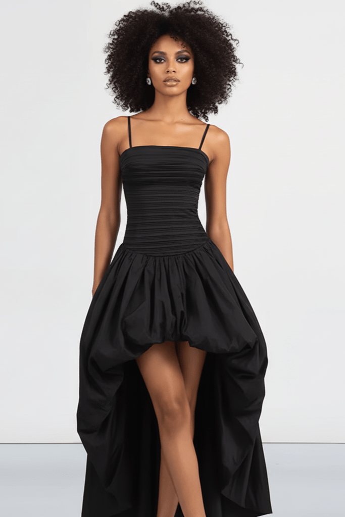 Pleated Corset Maxi Gown by Luxe Lane | from Luxe Lane | SKU:  | Barcode:  | Options: Black White S | Pleated Corset Maxi Gown