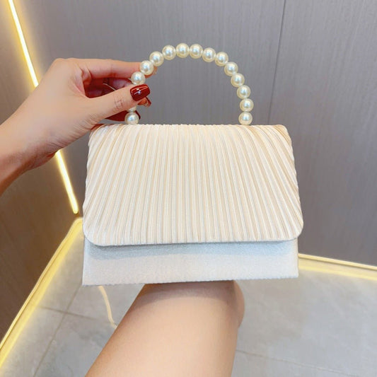 Pleated Evening Clutch Bag by CJ | 0 from Luxe Lane | SKU: CJYD203479901AZ | Barcode:  | Options: Apricot | Pleated Evening Clutch Bag