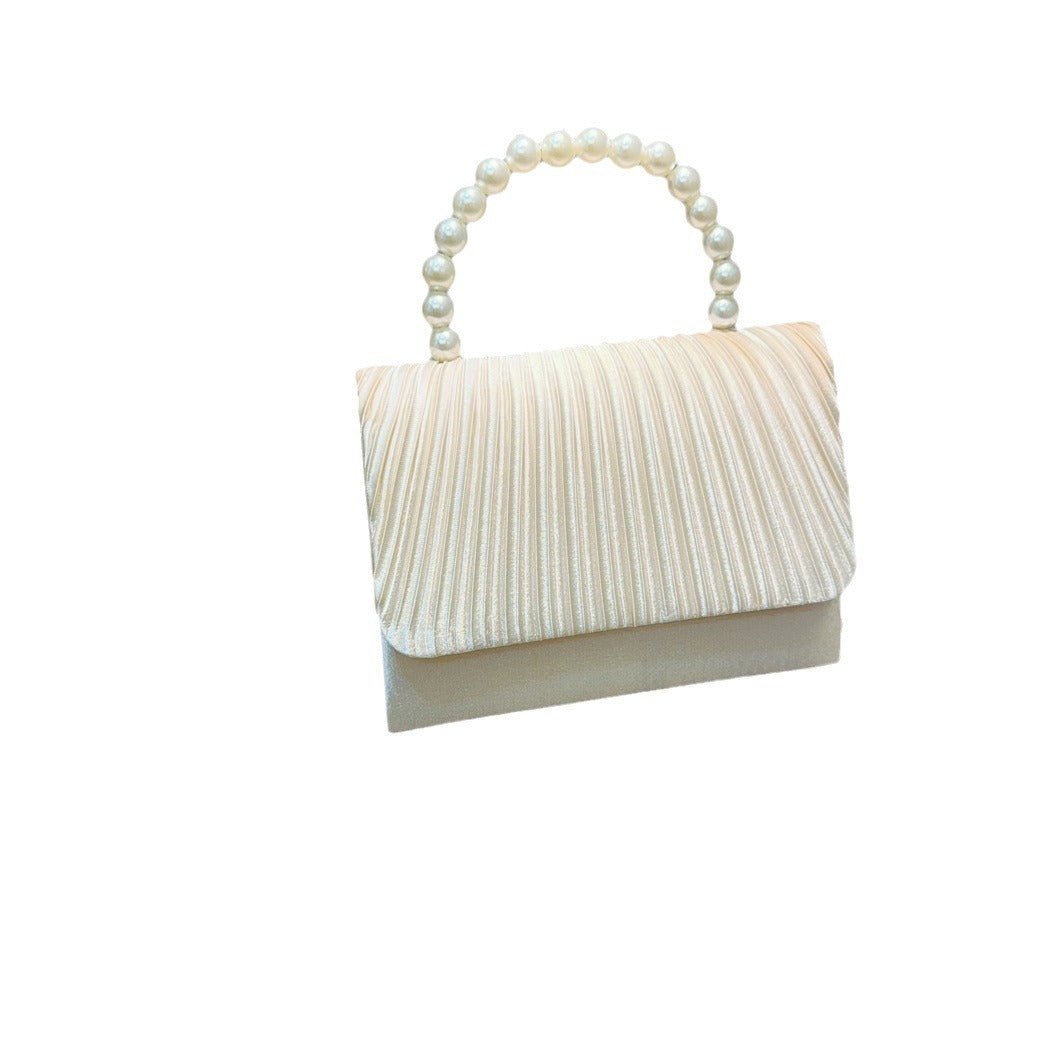 Pleated Evening Clutch Bag by CJ | 0 from Luxe Lane | SKU: CJYD203479901AZ | Barcode:  | Options: Apricot | Pleated Evening Clutch Bag