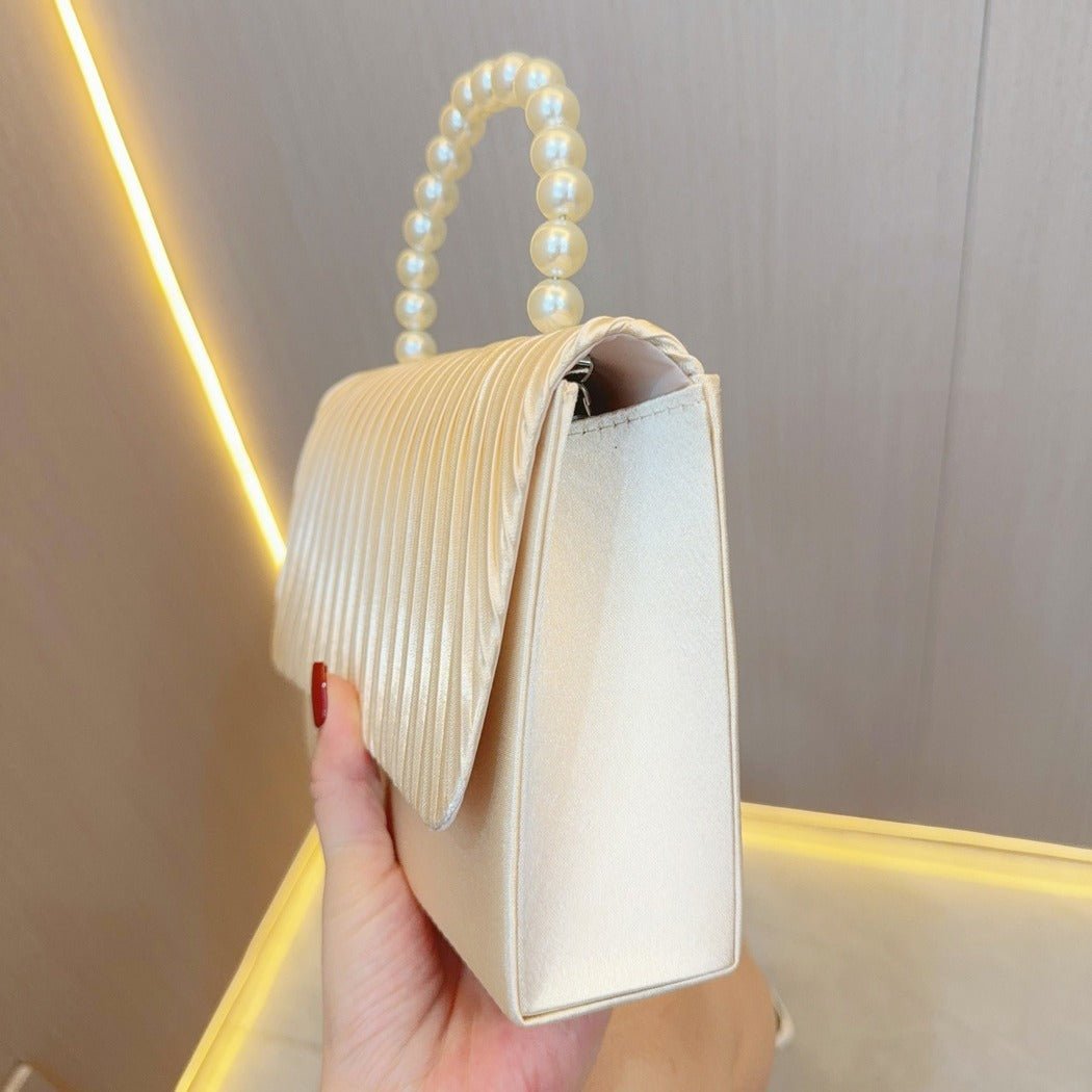 Pleated Evening Clutch Bag by CJ | 0 from Luxe Lane | SKU: CJYD203479901AZ | Barcode:  | Options: Apricot | Pleated Evening Clutch Bag