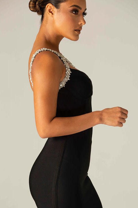Radiance One - Shoulder Diamond Dress by Luxe Lane | from Luxe Lane | SKU:  | Barcode:  | Options: Black XS | Spring Women Clothing Sexy One Shoulder Diamond Dresses Fashion Quality Evening Dress