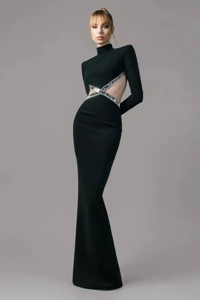 Radiant Backless Rhinestone Dress by Luxe Lane | from Luxe Lane | SKU:  | Barcode:  | Options: Black XS | Radiant Backless Rhinestone Dress