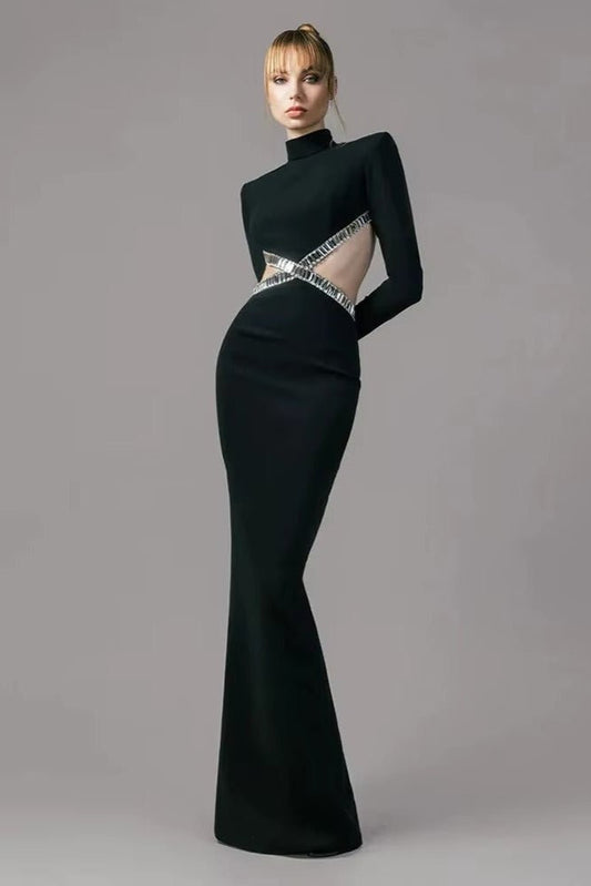 Radiant Backless Rhinestone Dress by Luxe Lane | from Luxe Lane | SKU:  | Barcode:  | Options: Black XS | Radiant Backless Rhinestone Dress