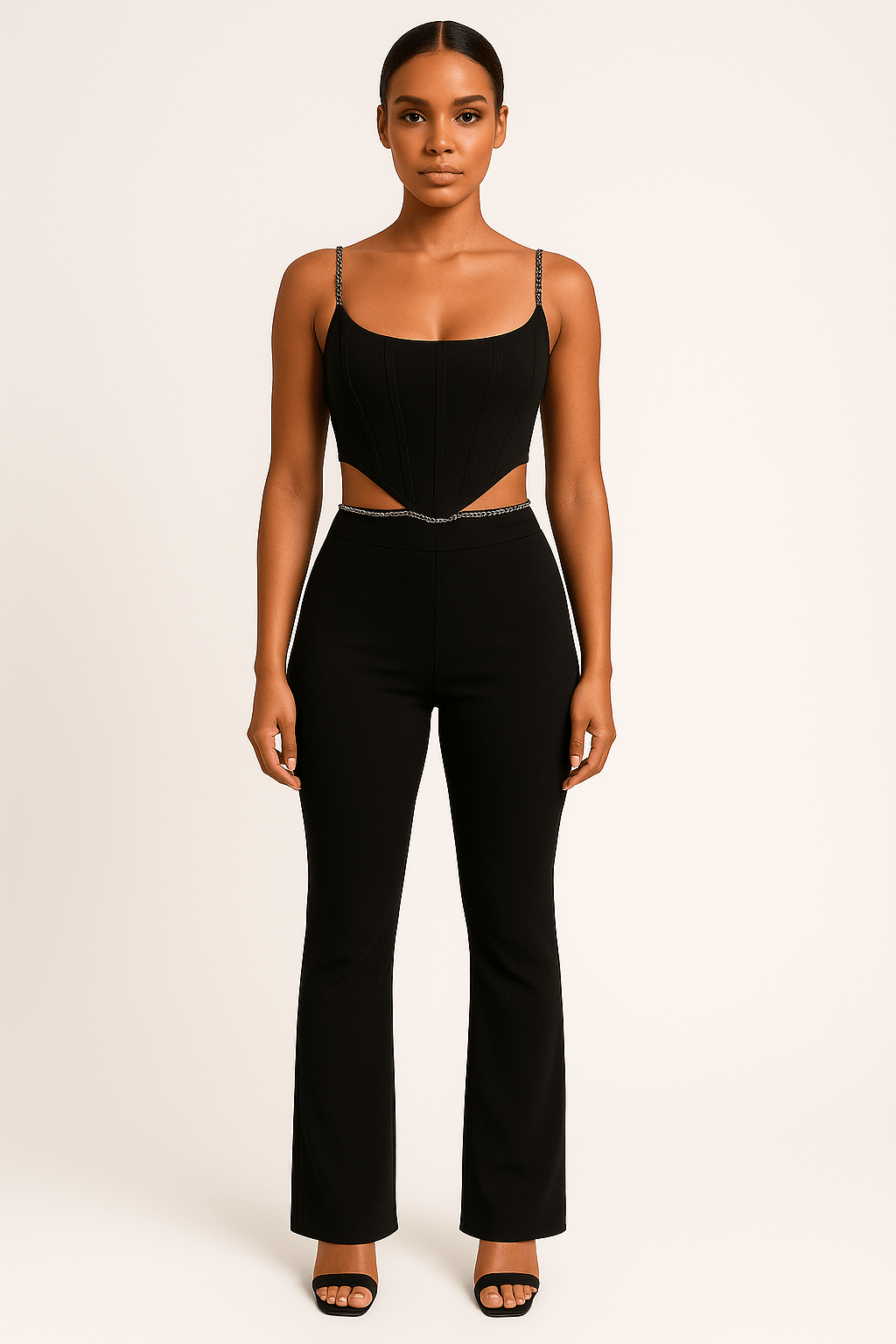 Rhea Fitted Camisole Two - Piece Set by Luxe Lane | from Luxe Lane | SKU:  | Barcode:  | Options: Black XS | Rhea Fitted Camisole Two - Piece Set