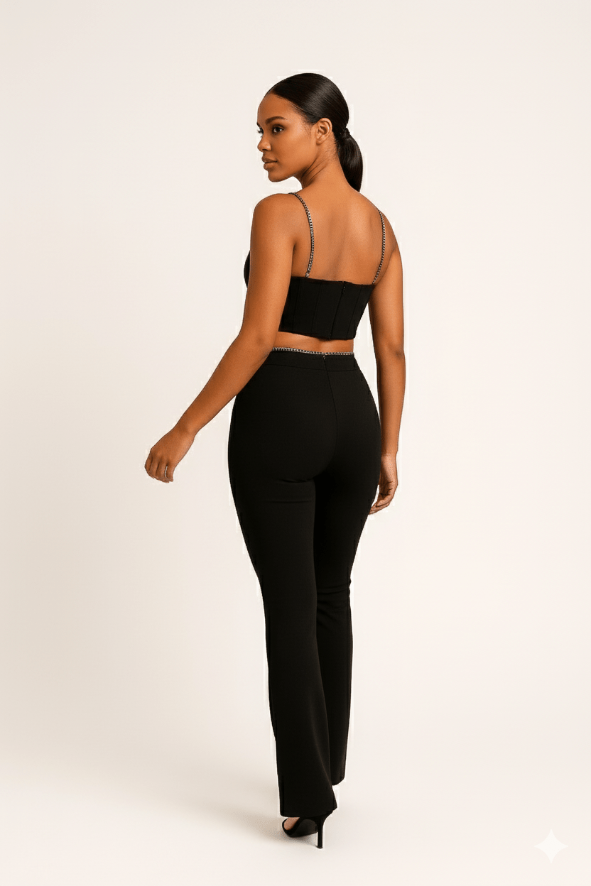 Rhea Fitted Camisole Two - Piece Set by Luxe Lane | from Luxe Lane | SKU:  | Barcode:  | Options: Black XS | Rhea Fitted Camisole Two - Piece Set