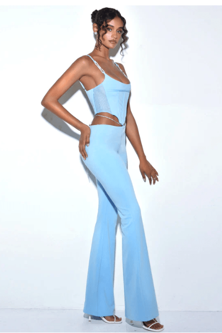 Rhea Fitted Camisole Two - Piece Set by Luxe Lane | from Luxe Lane | SKU:  | Barcode:  | Options: Blue XS | New Arrival Women's Solid Color Tight Sexy Dress Women's Camisole Undershirt Two - piece Set