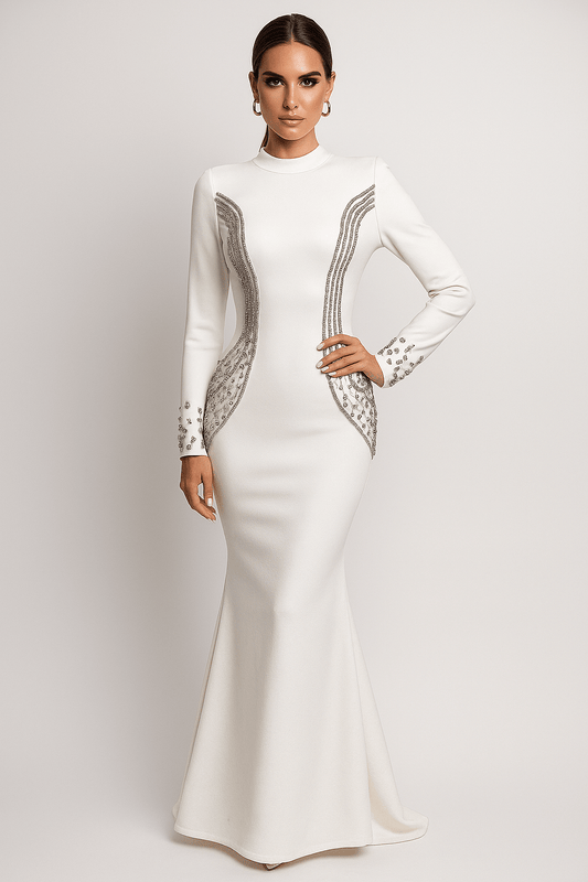 Rhinestone Bandage Evening Dress by Luxe Lane | Club Dresses from Luxe Lane | SKU:  | Barcode:  | Options: Black S | Rhinestone Bandage Evening Dress