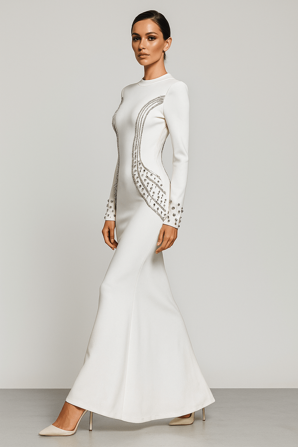 Rhinestone Bandage Evening Dress by Luxe Lane | Club Dresses from Luxe Lane | SKU:  | Barcode:  | Options: Black S | Rhinestone Bandage Evening Dress